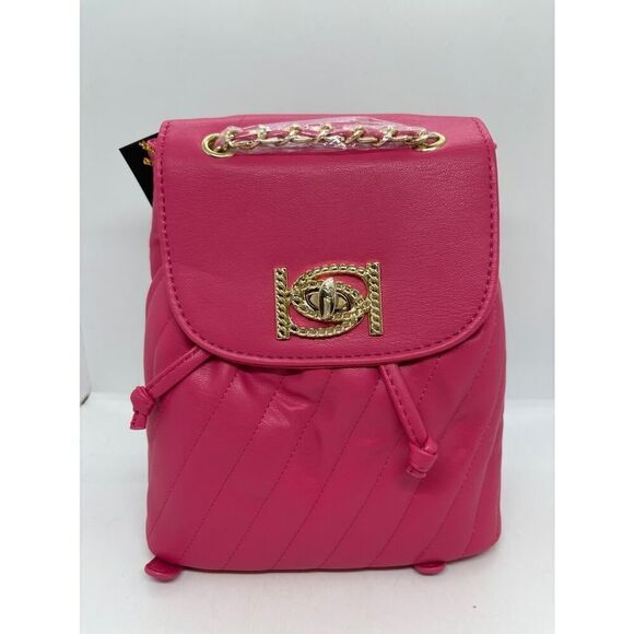NWT bebe HERA Small Backpack Bag Logo Turnlock Interior Pockets Faux Leather - Picture 1 of 8